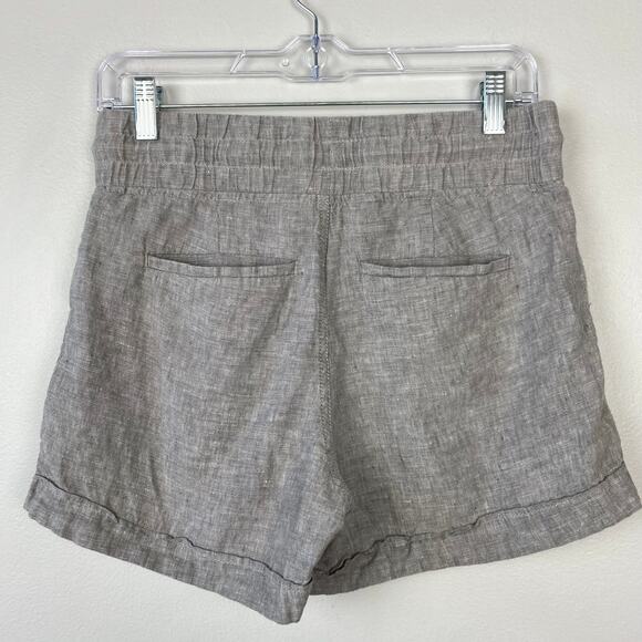 Athleta Cabo Linen 4" Short 100% Linen Gray Pockets Drawstring Travel Size 2 - Picture 5 of 9